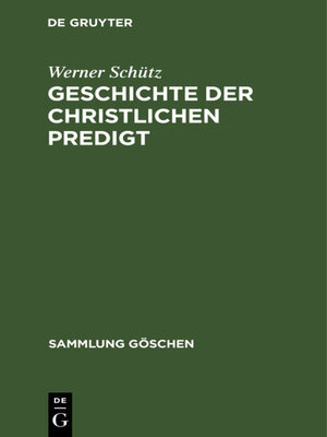 cover image of Geschichte der christlichen Predigt